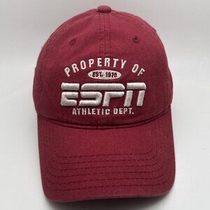 Property Of ESPN Athletic Department Red  Cap Hat Strapback Adjustable GR51